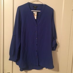 **SALE ** NWT Alfani Blue Button down Blouse 16w
